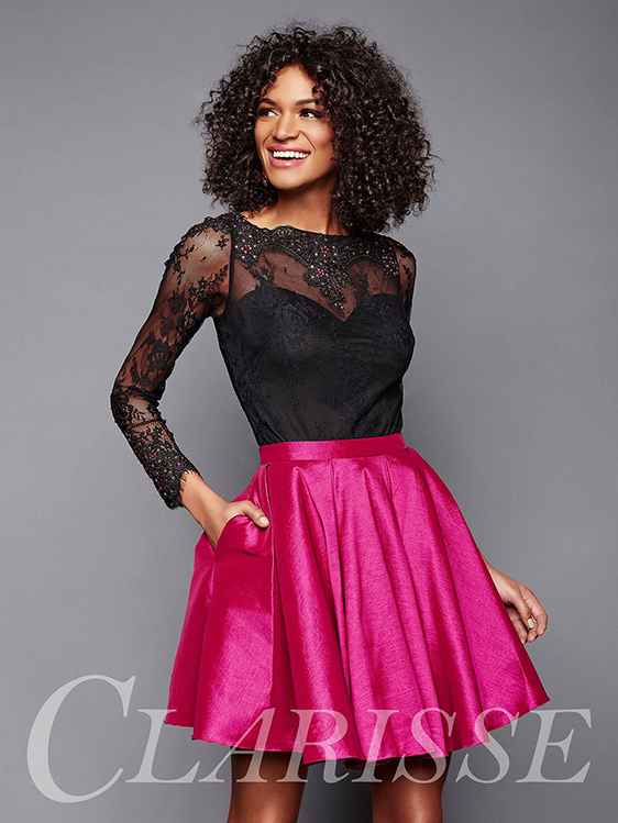 long sleeve two piece homecoming dress by clarisse