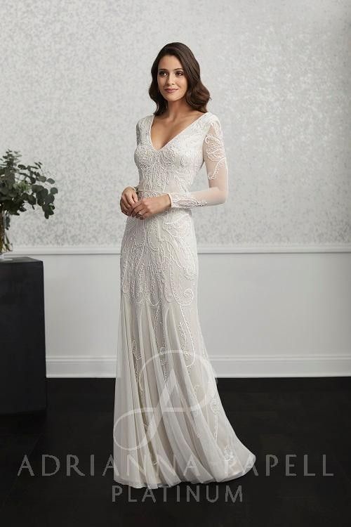 adrianna-papell-40234-long-sleeve-wedding-dress Adrianna Papell 40234 Long Sleeve Wedding Dress