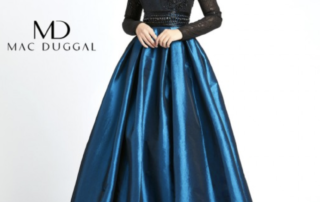 modest Mac Duggal long sleeved prom dress