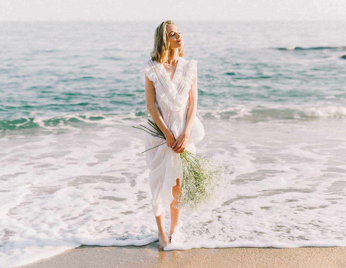 Plus Size Spaghetti Strap Crystal Beaded Chiffon Beach Wedding Gown - June  Bridals