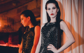 glamorous girl in black dress