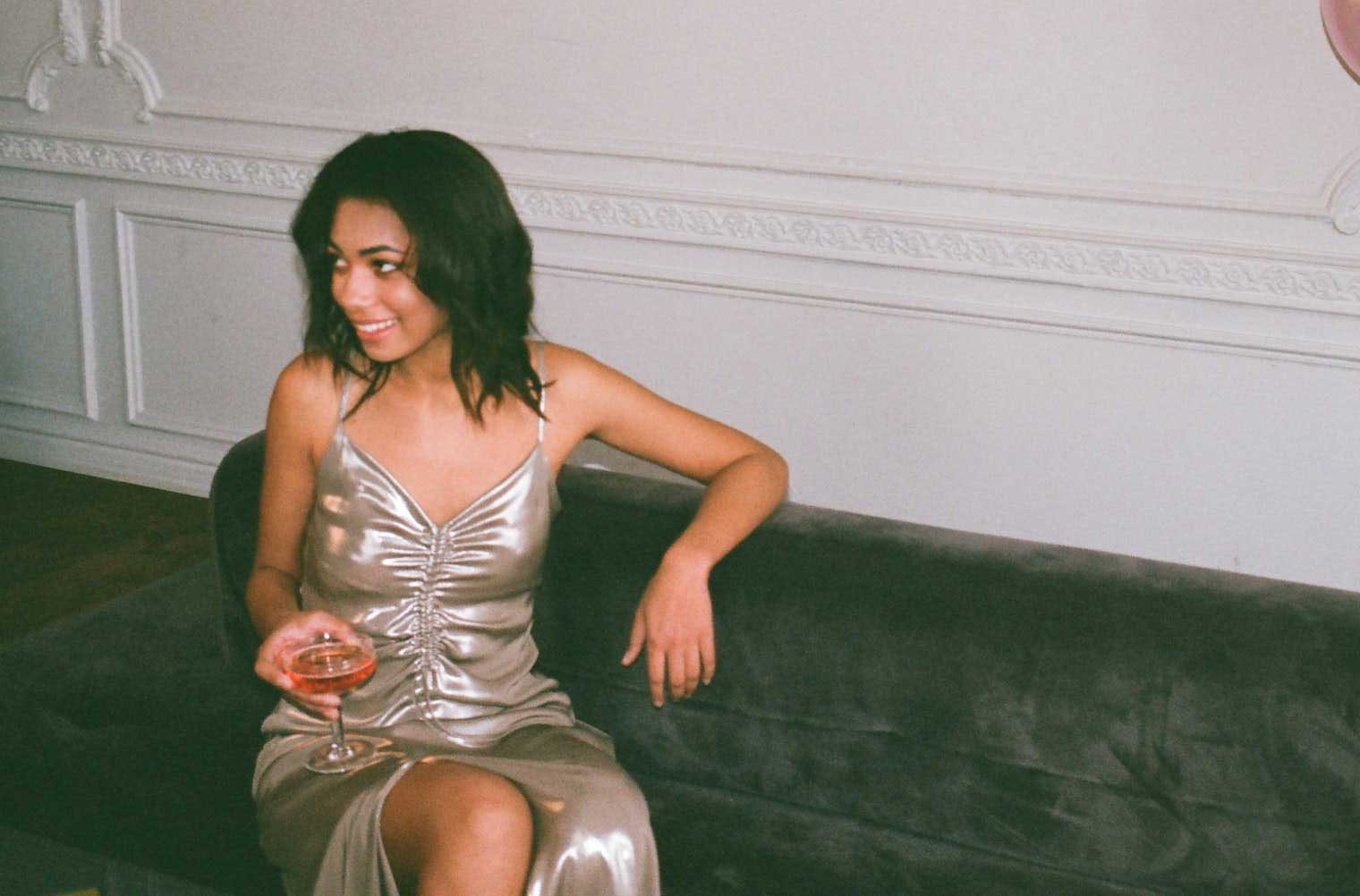 silver lame cocktail dress