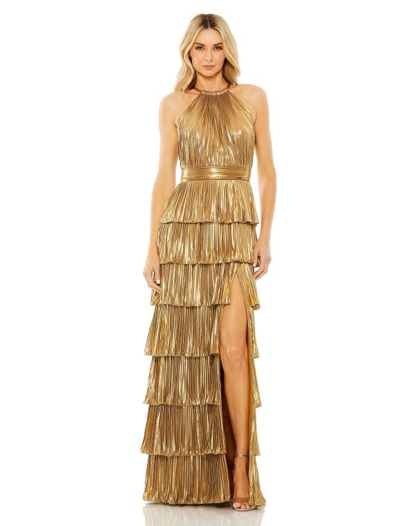 MacDuggal gold dress Mac Duggal gold prom dress