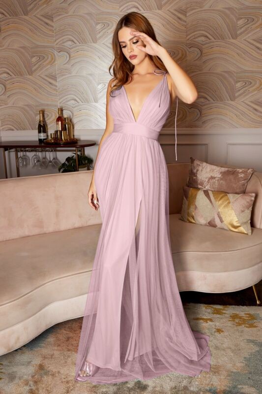 LaDivine plunging neckline plunging neckline bridesmaid dress