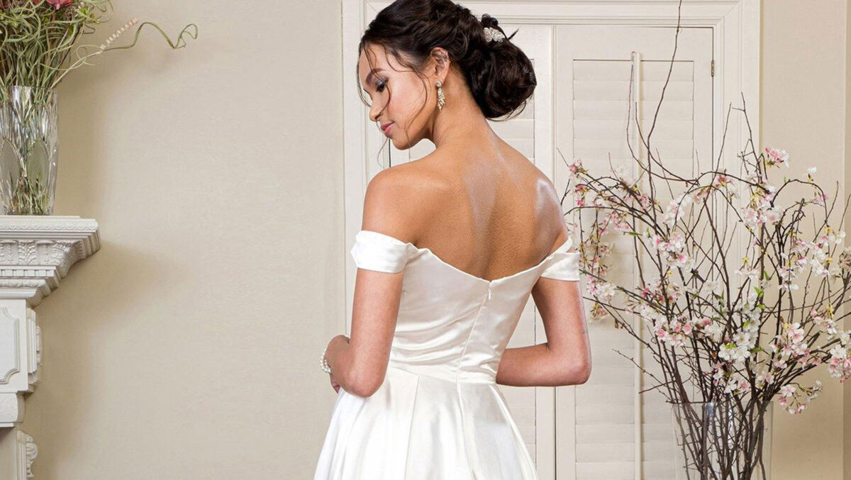 off the shoulder wedding dress