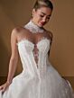 Christina Wu 15974B Plunging Neck Lace Strapless Wedding Gown