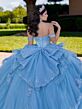 House of Wu 80071 Dusty Blue Cathedral Train Off The Shoulder Dress