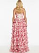 Jovani 47404 Tiered Skirt Strapless Corset Floral Print Dress