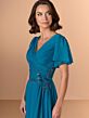 Christina Wu 17266 Flutter Sleeve Teal Blue Dress