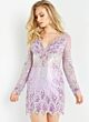 Jovani 27205 Long Sleeve Embellished Evening Short Dress