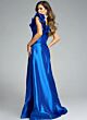 Jovani 44345 Ruffled Asymmetric Neck Draped A-Line Dress