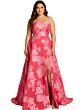 Jovani 45721 High Slit Strapless Floral Dress