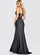 Jovani 49616 Plunging Neckline Lace-Up Back Dress
