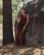 Mac Duggal 21163 Floral Applique Sleeveless Velvet Dress