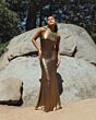 Ieena for Mac Duggal 49087 Cowl Back Bateau Neck Dress