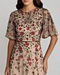 Mac Duggal 6162 Ruffle Hem Flare Sleeve Beaded Floral Dress