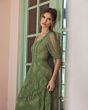 Mac Duggal 8248 Scoop Neck Puff Sleeve Ruffle A-Line Evening Dress