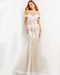 Jovani 02861 Godet Skirt Off The Shoulder Wedding Dress