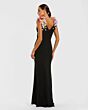 Mac Duggal 21084 V-Neck Floral Strap Black Jersey Dress