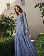 Mac Duggal 9357 A-Line Long Sleeve Blue Dress