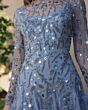 Mac Duggal 9357 A-Line Long Sleeve Blue Dress