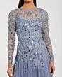 Mac Duggal 9357 A-Line Long Sleeve Blue Dress