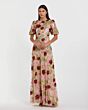 Mac Duggal 6125 Floral Beaded Puff Sleeve Dress