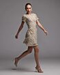 Mac Duggal 10097 Jewel Neck Beaded Oyster Short Dress