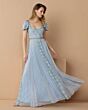 Mac Duggal 10116 Scoop Neck A-Line Beaded Slate Blue Dress