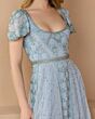 Mac Duggal 10116 Scoop Neck A-Line Beaded Slate Blue Dress