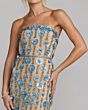 Mac Duggal 10128 Strapless Column Silhouette Beaded Blue Dress