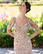 Mac Duggal 10139 Cold-Shoulder Beaded Column Silhouette Dress