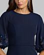 Mac Duggal 13230 Puff Sleeve Jewel Neck Midnight Multicolor Dress