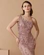 Mac Duggal 20482 Sleeveless One-Shoulder Rose Lace Dress