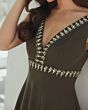 Mac Duggal 21159 Beaded V-Neck Sleeveless A-Line Dress