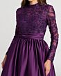Mac Duggal 21189 Long Lace Sleeve Satin Skirt Dress