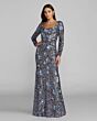 Mac Duggal 23103 Scoop Neck Long Sleeve Hydrangea Sequined Dress