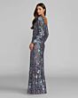 Mac Duggal 23103 Scoop Neck Long Sleeve Hydrangea Sequined Dress