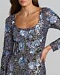Mac Duggal 23103 Scoop Neck Long Sleeve Hydrangea Sequined Dress