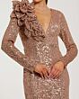Mac Duggal 27700 Long Sleeve V-Neck Sequined Dress