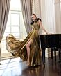 Mac Duggal 50084 Ruffle Shoulder Ruched Waist Dress