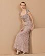 Mac Duggal 77109 Square Neck Feathered Skirt Mocha Dress