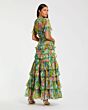 Mac Duggal 8112 Tiered Ruffle Skirt Jewel Neck Floral Dress
