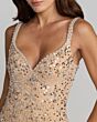 Mac Duggal 94207 High Slit Fringe Skirt Beaded Silver Nude Dress