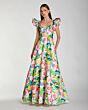 Mac Duggal 56341 Ruffle Sleeve Mikado Blue Multicolor Dress