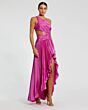 Mac Duggal 49837 Pleated Cutout Asymmetric High Low Formal Dress