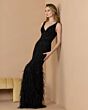 Mac Duggal 11120 V-Neck Embellished Black Dress