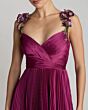 Mac Duggal 13263 Floral Strap High Slit Magenta Dress