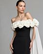Mac Duggal 50041 Floral Neck Chiffon Cape Black Dress