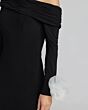 Mac Duggal 50134 Long Sleeve Asymmetric Neck Black Dress